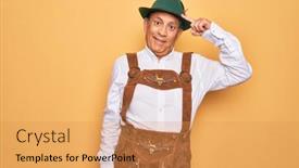  Presentation with thought - PPT theme enhanced with senior-grey-haired-man-wearing background and a yellow colored foreground