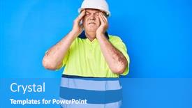  Presentation with senior worker - Slide set featuring senior-grey-haired-man-wearing background and a teal colored foreground