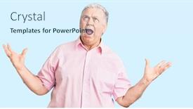  Presentation with grey - Slide set with senior-grey-haired-man-wearing background and a sky blue colored foreground