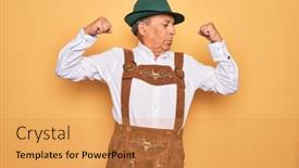  Presentation with senior fitness - Presentation having senior-grey-haired-man-wearing background and a gold colored foreground