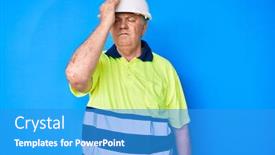  Presentation with senior worker - Cool new slides with senior-grey-haired-man-wearing backdrop and a teal colored foreground