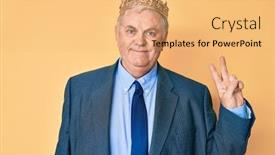  Presentation with king crown - Amazing PPT layouts having senior-grey-haired-man-wearing backdrop and a yellow colored foreground