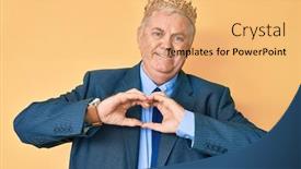  Presentation with king crown - Cool new presentation theme with senior-grey-haired-man-wearing backdrop and a yellow colored foreground
