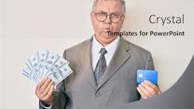  Presentation with car business - PPT theme with senior-grey-haired-man-wearing background and a lemonade colored foreground