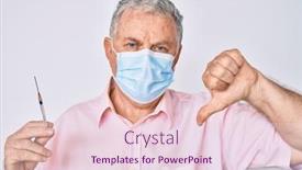  Presentation with medical face mask - Colorful slide deck enhanced with senior-grey-haired-man-wearing backdrop and a lemonade colored foreground