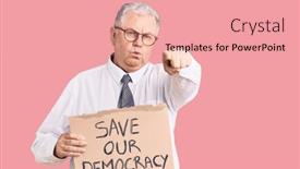  Presentation with democracy - Beautiful slide deck featuring senior-grey-haired-man-wearing backdrop and a coral colored foreground