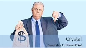  Presentation with dollar sign - Audience pleasing slide deck consisting of senior-grey-haired-man-wearing backdrop and a light blue colored foreground