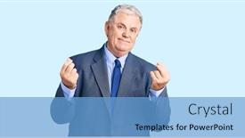  Presentation with salary - Beautiful slide deck featuring senior-grey-haired-man-wearing backdrop and a light blue colored foreground