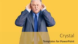  Presentation with deaf - PPT layouts enhanced with senior-grey-haired-man-wearing background and a yellow colored foreground