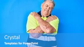  Presentation with self love - Beautiful PPT theme featuring senior-grey-haired-man-wearing backdrop and a teal colored foreground