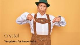  Presentation with german - Beautiful PPT theme featuring senior-grey-haired-man-wearing backdrop and a gold colored foreground