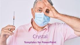  Presentation with eye medical - PPT theme featuring senior-grey-haired-man-wearing background and a lemonade colored foreground