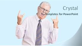  Presentation with music business - Theme having senior-grey-haired-man-wearing background and a sky blue colored foreground