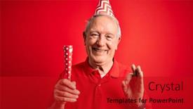  Presentation with red grey - PPT theme enhanced with senior-grey-haired-man-wearing background and a crimson colored foreground
