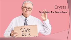  Presentation with democracy - Theme with senior-grey-haired-man-wearing background and a coral colored foreground