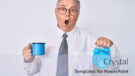  Presentation with clock face - Beautiful slide deck featuring senior-grey-haired-man-wearing backdrop and a lemonade colored foreground