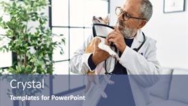  Presentation with grey - Theme featuring senior-grey-haired-man-wearing background and a ocean colored foreground