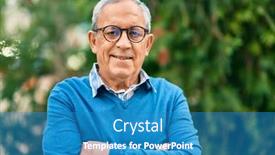  Presentation with technology orange and grey - Presentation theme with senior-grey-haired-man background and a teal colored foreground