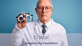  Presentation with optometrist - Amazing presentation design having senior-grey-haired-optic-doctor backdrop and a lemonade colored foreground