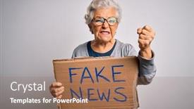  Presentation with yelling - Cool new PPT layouts with senior-grey-haired-woman-holding backdrop and a coral colored foreground