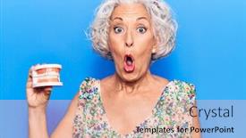  Presentation with denture - Presentation having senior-grey-haired-woman-holding background and a lemonade colored foreground