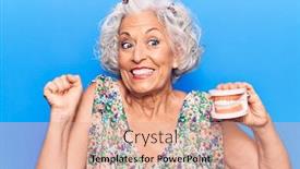  Presentation with denture - Presentation theme enhanced with senior-grey-haired-woman-holding background and a coral colored foreground