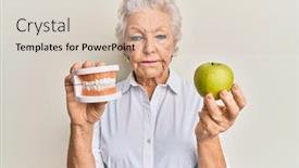  Presentation with woman crying - Presentation having senior-grey-haired-woman-holding background and a lemonade colored foreground