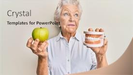  Presentation with denture - Slide set featuring senior-grey-haired-woman-holding background and a lemonade colored foreground