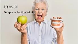  Presentation with denture - Theme featuring senior-grey-haired-woman-holding background and a lemonade colored foreground