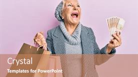  Presentation with korea - Amazing presentation design having senior-grey-haired-woman-holding backdrop and a coral colored foreground