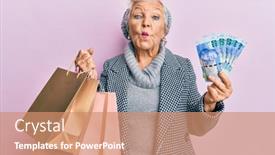 Presentation with south africa - PPT theme enhanced with senior-grey-haired-woman-holding background and a coral colored foreground
