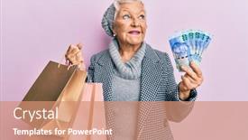  Presentation with south africa - Cool new PPT layouts with senior-grey-haired-woman-holding backdrop and a coral colored foreground