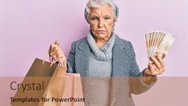  Presentation with korea - Amazing presentation theme having senior-grey-haired-woman-holding backdrop and a coral colored foreground