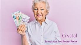  Presentation with singapore - Slide set with senior-grey-haired-woman-holding background and a lemonade colored foreground