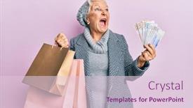  Presentation with swedish - Colorful presentation theme enhanced with senior-grey-haired-woman-holding backdrop and a lemonade colored foreground