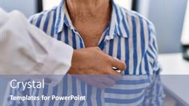  Presentation with medical heart - Presentation consisting of senior-grey-haired-woman-patient background and a ocean colored foreground