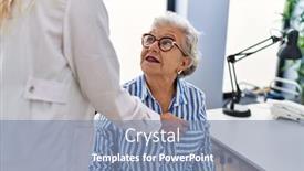  Presentation with heart medical - Presentation theme having senior-grey-haired-woman-patient background and a seafoam green colored foreground