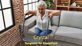  Presentation with geriatric - Presentation enhanced with senior-grey-haired-woman-patient background and a tawny brown colored foreground