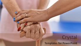  Presentation with supporting - Theme enhanced with senior-grey-haired-woman-patient background and a coral colored foreground