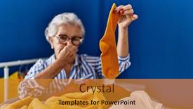  Presentation with odor - Theme enhanced with senior-grey-haired-woman-smelling background and a gold colored foreground
