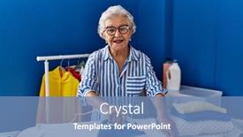  Presentation with laundry cloth - Theme enhanced with senior-grey-haired-woman-smiling background and a teal colored foreground