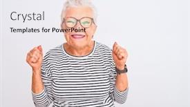  Presentation with navy - Presentation theme consisting of haired woman wearing striped navy background and a sky blue colored foreground