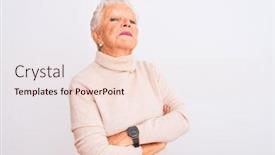  Presentation with grey - PPT layouts with senior-grey-haired-woman-wearing background and a lemonade colored foreground