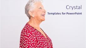  Presentation with red white grey - Beautiful theme featuring senior-grey-haired-woman-wearing backdrop and a sky blue colored foreground