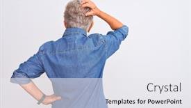  Presentation with denim - Amazing presentation design having senior-grey-haired-woman-wearing backdrop and a white colored foreground