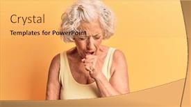 Presentation with senior care - PPT theme consisting of senior-grey-haired-woman-wearing background and a yellow colored foreground
