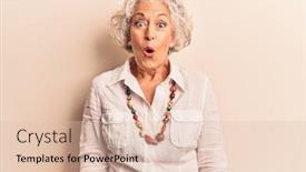  Presentation with real woman hair texture human - Colorful presentation theme enhanced with senior-grey-haired-woman-wearing backdrop and a lemonade colored foreground