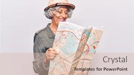  Presentation with explorer - Presentation theme featuring senior-grey-haired-woman-wearing background and a lemonade colored foreground