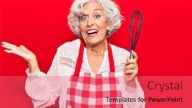  Presentation with achievement - Cool new presentation with senior-grey-haired-woman-wearing backdrop and a coral colored foreground