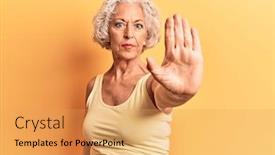  Presentation with sing - Amazing slides having senior-grey-haired-woman-wearing backdrop and a yellow colored foreground